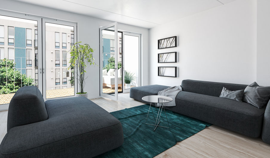 large modern luxury condo living room interior